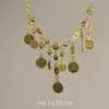 Nuevo Collar de Disco Tassel Feitian de Dunhuang Atmósfera Exótica para Fotos de Viaje Cadena Corta para Clavícula