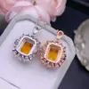 Colgante de Cristal Amarillo Puro Natural Enviado, Atrae Fuerte Fortuna Plata 925 Artesanía Fina Piedra Principal Incrustada 7*9mm