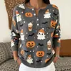2026 Nuevo Suéter Falso Transfronterizo de Halloween con Estampado de Calabaza Top para Mujer con Botones Casual Amazon Otoño/Invierno