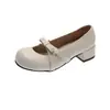 Zapatos de tacón grueso de estilo francés con lazo para mujer, nuevo modelo de otoño 2026, adecuados para combinar con faldas, tacones altos Mary Jane