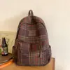 Mochila de Design Nicho Ins Coreano Xadrez Retrô Feminina Casual Diária Leve Roupas de Trabalho Mochila de Grande Capacidade