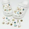 Charms metálicos de flor de cinco pétalos de alta gama compatibles con Crocs, accesorios versátiles para zapatos para decoración y manualidades
