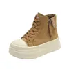 Nuevas zapatillas de plataforma, versátiles y elegantes, con suela gruesa para mayor altura, perfectas para principios de otoño, zapatos de caña alta para mujer con cordones, estilo casual de moda 2026