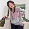Camisa Base de Chaleco Falso de Dos Piezas para Niñas, Nuevo Estilo Coreano Otoño 2026 Chaleco de Punto con Volantes y Cuello Alto para Superponer
