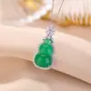 Yilu Plata de Ley S925 Calcedonia Verde Colgante de Calabaza de Moda Lujo Ligero Nuevo Estilo Chino Versátil Colgante para Cadena de Suéter