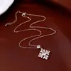 Colar Pingente Ajustável Flor de Zircônia Estilo Francês, Exquisito e Versátil, Corrente de Suéter Estilo Levemente Luxuoso, Colar Moderno e Elegante para Mulheres