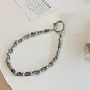 Corrente de Contas Prata Cristal Pulseira de Pulso com Contas Feita à Mão Corrente para Chaveiro Curto de Alta Qualidade Acessório para Pendurar em Bolsa