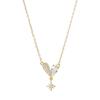 Corrente de clavícula elegante com zircônia microincrustada e ouro verdadeiro galvanizado, colar feminino de alta qualidade com estrela de oito mang, colar requintado com corrente de amor para todos os gostos