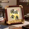 Edición Limitada Festival de Medio Otoño Estilo Flor Luna Redonda Buena Estilo Chino Bronce Imitación Esquina Marco de Fotos Soporte de Mesa con Yuanbao Regalo Adorno de Escritorio