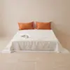 Sábana de cama de algodón puro de fibra larga, sábana de cama de algodón 100% color liso simple con esquinas rectas, amigable con la piel, transpirable, sábana de cama estilo Maillard al por mayor