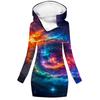 Suéter saia com capuz popular da Amazon saia de suéter feminina outono estampa galáxia digital 3D moda top pullover