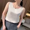 Camisola de verano sin mangas con cuello redondo para mujer, para venta al por mayor transfronteriza, combinada con un traje, top base de moda en seda sintética