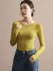 Camiseta Base de Cuello Redondo con Hombro Normal para Mujer, Nueva Camiseta de Manga Larga Ajustada para Primavera y Otoño 2026 para Usar en Capas o Sola