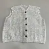 Chaleco de punto sin mangas de cuello redondo estilo perezoso para mujer, nueva llegada de otoño, transpirable, versátil, top sin mangas abotonado, para usar en capas con suéteres y chaquetas
