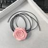 Colar Gargantilha de Flor de Rosa de Verão de Nicho para Mulheres Corrente de Clavícula com Tira de Flor de Planta de Seda