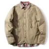 Jaqueta de Algodão Loose Gola Alta Retrô Japonesa de Inverno para Homens, Casaco de Algodão Quente para Trabalho, Cardigan Jaqueta Tendência com Gola V para Casal