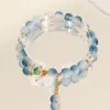 Pulseira de Pedra Natural Degradê Verde Menta/Azul Sal Marinho Estilo Ins, Design de Nicho, Acessório de Verão Fresco e Versátil