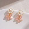 Diseño Único Super Hada Rosa Flor de Cerezo Pendientes Sentido Avanzado Chica Hada Pendientes de Flor Lindos Dulces Nuevo Estilo