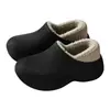 Pantuflas de Invierno Cálidas de Algodón para Mujer con Protección en el Talón, Engrosadas y Forradas de Felpa, Impermeables de Eva, Adecuadas para Uso en Casa y al Aire Libre, Patrón Tejido, Zapatos de Algodón con Suela Gruesa para Hombre
