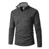 Suéter de punto de invierno transfronterizo nuevo para hombre con media cremallera, moderno y a la moda, forrado de felpa y engrosado para uso casual