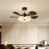 Lámpara de ventilador de dormitorio estilo mid-century con aspas rectas, lámpara de ventilador de techo para comedor con ambiente de cielo estrellado al atardecer, ventilador integrado de frecuencia variable silencioso