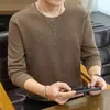 Primavera y otoño transfronterizos nuevo suéter de cuello redondo de manga larga para hombre ajuste slim jacquard marca de moda para hombre sudadera camiseta de alta gama