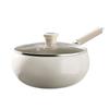 Olla Grande de Titán Blanco para Barriga Antiadherente Cerámica con Titanio Cero Flúor Sartén para Freír Doméstica Gas Inducción Cocina Universal Fondo Plano Wok