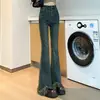 Jeans Finos de Primavera y Verano con Doble Hebilla y Borde de Piel, Pierna Ligeramente Acampanada, Cintura Alta, Corte Ajustado, Pantalones de Herradura, Tendencia Bala