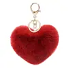 En Stock Al Por Mayor Forma de Corazón Piel Sintética de Conejo Colorido Hecho a Mano DIY Bolso Llavero Corazón Bola de Felpa Colgante Accesorios