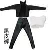 Juguete de muñeca femenino profesional falda de cuadros blanco y negro 30cm falda de cuero jeans de cuero negro ropa alta calidad