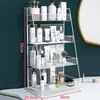 Popular estante de hierro de múltiples capas, estante de almacenamiento de cosméticos sin montaje, organizador de escritorio para cuidado de la piel para dormitorios estudiantiles