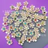 Flor de Strass ABS Colorida Galvanizada Simulada Trevo de Quatro Folhas Acessórios Plásticos DIY Acessórios para Grampo de Cabelo Decoração de Sapato