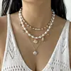 Colar de Estrela do Mar, Concha e Pérola Estilo Oceano Transfronteiriço, Gargantilha Nicho Estilo Férias, Corrente Elegante para Clavícula para Sessão de Fotos na Beira-Mar