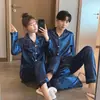 Pijama de Pareja de Fábrica para Primavera y Otoño, Verano para Mujer de Seda de Hielo Fina, para Hombre de Seda Simulada, Manga Larga y Corta, Conjunto de Ropa para el Hogar