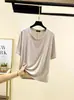 Camiseta Feminina Manga Curta Gola Redonda Verão Nova Modal Solta Emagrecedora Fina Casual Pulôver Camisa Base Casa Top