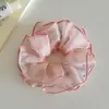 Goma para el pelo de estilo coreano, color claro de primavera, dulce, de malla, con pedrería, para ceñir la cintura, estilo perezoso, Cuerda para el pelo plisada para mujer