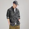 Camisa de Trabajo Retro de Peso Pesado Estilo Americano para Hombre, de Manga Larga, Nuevo Modelo Primavera y Otoño 2026, Marca de Moda, Camisa de Cuadros Tejidos de Color