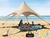 Tienda de campaña de una pieza para exteriores, portátil, de Lycra, con seis patas, para playa, pesca, toldo a prueba de UV con poste