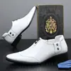 Zapatos de Cuero de Negocios para Hombre Nuevos al por Mayor Casual Formal sin Cordones Cuero Suave Transpirables Zapatos Blancos Negros para Novio Boda Traje