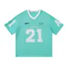 Camiseta deportiva de malla transpirable con número 21 estampado, manga corta para niños, estilo verano, corte holgado, moda urbana, top tipo camiseta casual con cuello en V