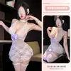Lingerie transparente de desejo puro original de Yimengyao, com renda sexy e sedutora no pescoço halter para mulheres com busto pequeno