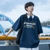Camiseta de Manga Curta para Homem 2026 Verão Novo Estilo Estilo Hong Kong Ins Camiseta Estampada Marca Tendência Masculina Versátil Top Solto