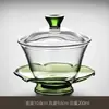 Tazón con Tapa de Vidrio Espeso, Tazón de Té Hoja de Loto, Taza de Té Transparente, Juego de Té Grande de Vidrio, Tazón de Tres Piezas Resistente al Calor