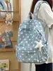 Mochila Azul Refrescante de Verano con Puntos Blancos, Estilo Coreano, Estética y Terapéutica para Niñas y Estudiantes, Mochila Pequeña para Salidas
