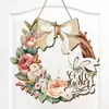 Transfronteiriço 2026 Produto Novo Criativo Flores da Primavera Festa do Coelho Placa de Boas-Vindas para Porta da Frente Placa de Madeira de Páscoa Estilo Americano