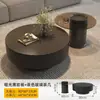 Mesa de centro minimalista de pizarra de lujo ligero italiano Mesa de té de vidrio para sala de estar de apartamento pequeño moderno Mesa de té de vidrio para el hogar Combinación de mesa de centro redonda grande y pequeña