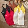 Ram Pure Wish Spice Girl Colgante Halter Sling Tirante Americano Almohadilla de Pecho Chaleco para Mujer Americano Botón Ajustado Combinable Top Base