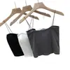 Camisole Tanque Interna para o Início da Primavera, Roupa Externa Feminina, Top Branco Moderno sem Costas com Bojos, Tomara-que-caia