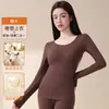 Fábrica de Origem Roupa Térmica Feminina Lã Aquecimento Outono e Inverno Slim Fit Sem Costura Modeladora Conjunto Térmico Top e Calça
