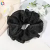 Qi Yue Temperamento Francés de Alta Gama Goma para el Pelo Estilo Intestino Grande para Mujeres Encaje Plisado Estilo Perezoso Banda de Goma de Alta Elasticidad Cuerda para el Pelo Accesorios para el Cabello
